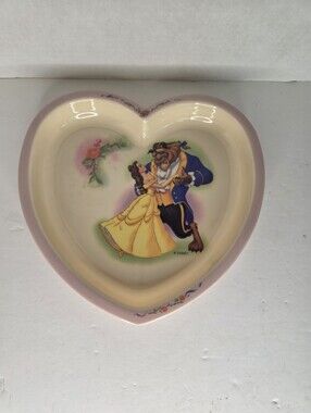 Disney Beauty and the Beast Plastic Melamine Heart-Shaped Selandia Plate 1990s